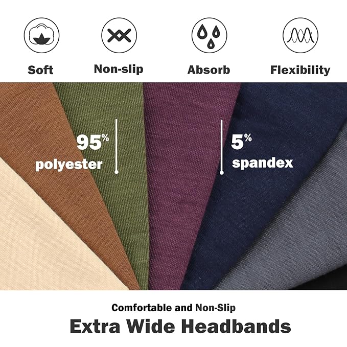 IVARYSS Extra Wide Boho Headbands for Women Non-Slip, 7'' Large Twist Knotted Stretchy Wraps Head Bands Hair Accessories, 4 Pack, White and Black