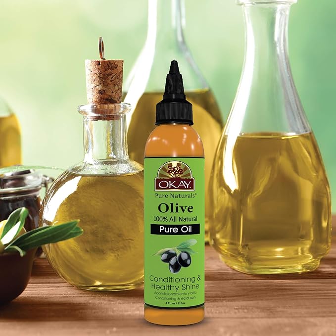 OKAY 100% Pure Natural Olive Oil for Skin & Hair - Cold Pressed Olive Oil for Skin Care, After Shower Body Moisturizer for Women & Men, Use for Massage, Hair Health - 4 Fl Oz (Pack of 1)