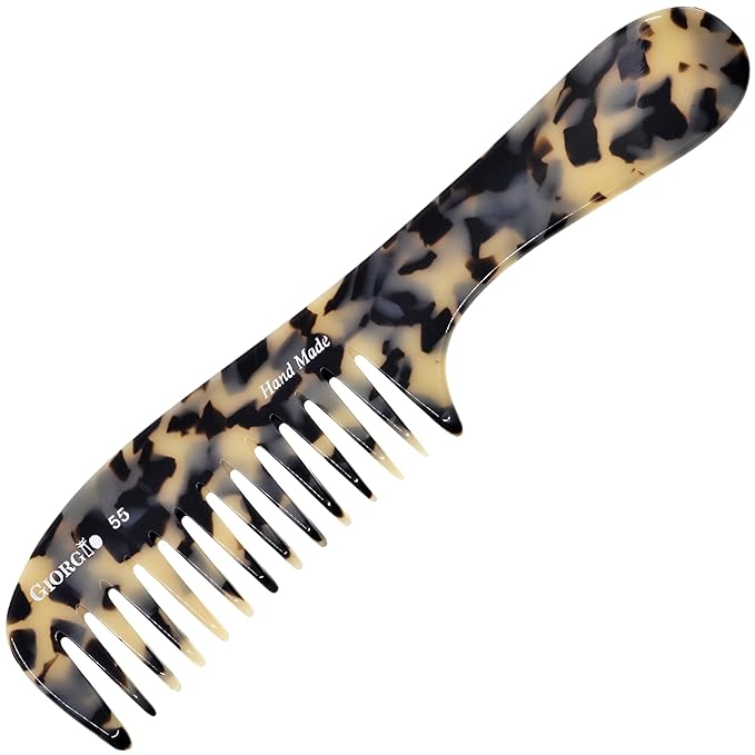Giorgio G55 Wide Tooth Detangling Comb for Wet Hair, Handmade Large Tooth Rake Comb for Women with Thin to Medium Thickness Hair (8")