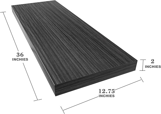 Large Floating Shelves for Wall Set of 2 Wooden Wall Shelves 36 in x 12.75 in x 2 in Room Decor Long Shelf with Invisible Wall Mount Bracket for Bedroom Kitchen Living Room Black Wood
