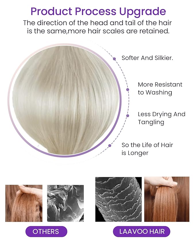 LaaVoo Tape in Hair Extensions Blonde Human Hair Tape in Extensions #60 Platinum Blonde Hair-Extension Tape on Real Human Short Hair 20pcs 40g 14 Inch