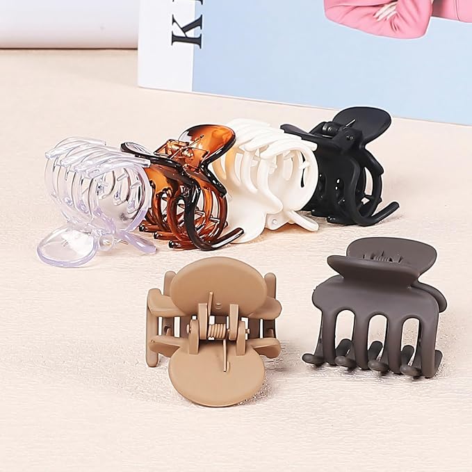 6 Pcs Hair Clips Small Claw Clips for Thin Hair Medium Matte Non-slip Hair Accessories for Women and Girls (Transparent)