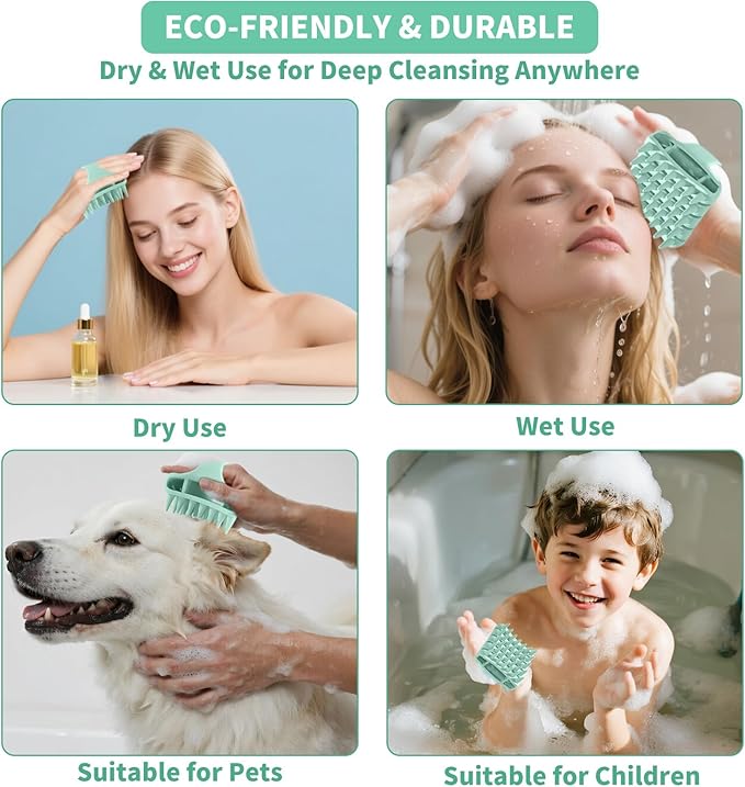 Gentle Scalp Massager,Silicone Scalp Scrubber for Any Hair Type,Soft Scalp Brush for Wet & Dry Use,Head Massage Stress Relax Easy to Hold Hair,Scalp Massager Tool (Mint Green)