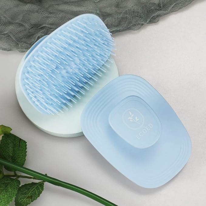 Scalp Massager Shampoo Brush, Scalp Scrubber & Exfoliator for Dandruff Removal, Wet & Dry Dandruff Comb and Detangler for Men and Women, Suitable for Short Medium Hair (Blue)