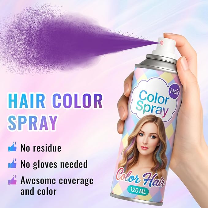 Temporary Pink Hair Color Spray – 1-Day Washable Hair Color for Women Kids Men, Fun Hair Spray for Halloween, Cosplay, Costumes, Parties, Festivals, Crazy Hair Day, DIY Hair Looks
