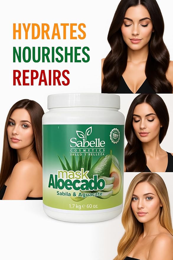 Aloe and Avocado Hair Mask Treatment, Sulfate Free, Professional Use, 60 oz. Hair Salon, Beauty Salon