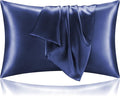 BEDELITE Satin Pillowcase for Hair and Skin, Super Soft and Cooling Similar to Silk Pillow Cases 2 Pack with Envelope Closure, Gift for Women Men(20"x26" Standard Size, Navy)