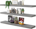 BAMEOS Floating Shelves,40 in W x 8in D Wall Mounted Wooden Shelves with Invisible Brackets Set of 3, Hanging Wall Shelves Decoration for Bedroom, Bathroom, Living Room and Kitchen