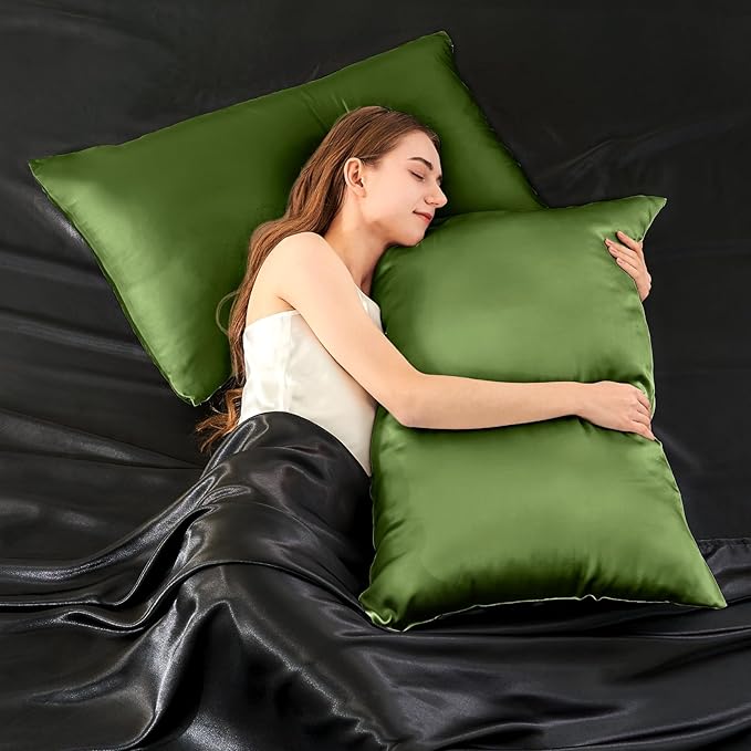INFIIXSO Mulberry Silk Pillow Case King Size, Silk Pillowcase with Hidden Zipper 20"x36", Extraordinary Smooth and Soft Pillow Cases for Hair and Skin(Cedar Green, 1 Pack)