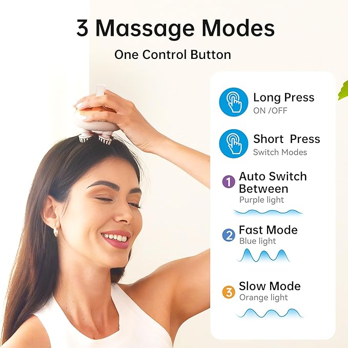 COMFIER Scalp Massager Hair Growth with 3 kneading Modes,Waterproof Hair Massage with 8 Claws for Deep Cleansing,Cordless Head Massager,Body Cat Head Scratcher,Christmas Gifts for Women,Men