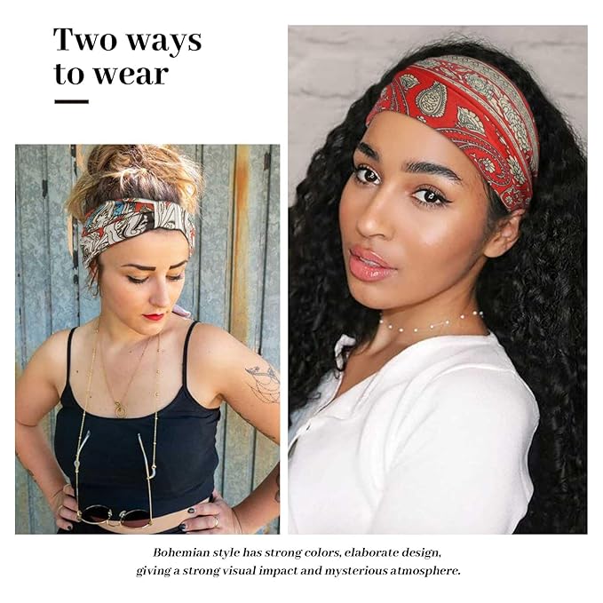 Wide Headbands for Women Knotted No Slip Head Bands Soft Turban Headband Hair Accessories Boho African Solid Color Head Wraps for Women Yoga Workout Pack of 6