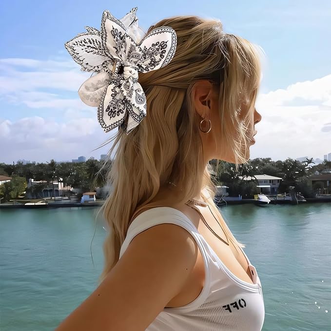 Bow Claw Clips Bow Hair Clips Black White 2PCS Big Hair Bows for Women Butterfly Styling Large Hair Clips for Thick Hair for Girls Hair Accessories for Teen
