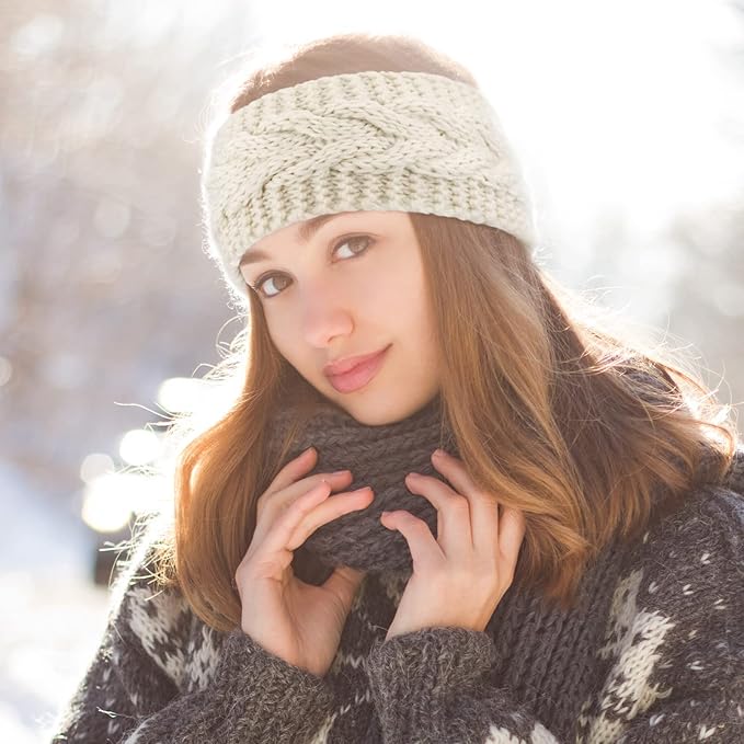 DRESHOW Knit Crochet Headband for Women Ear Warmer Soft Turban Stretch Warmer Headbands Winter Fashion Head Wrap