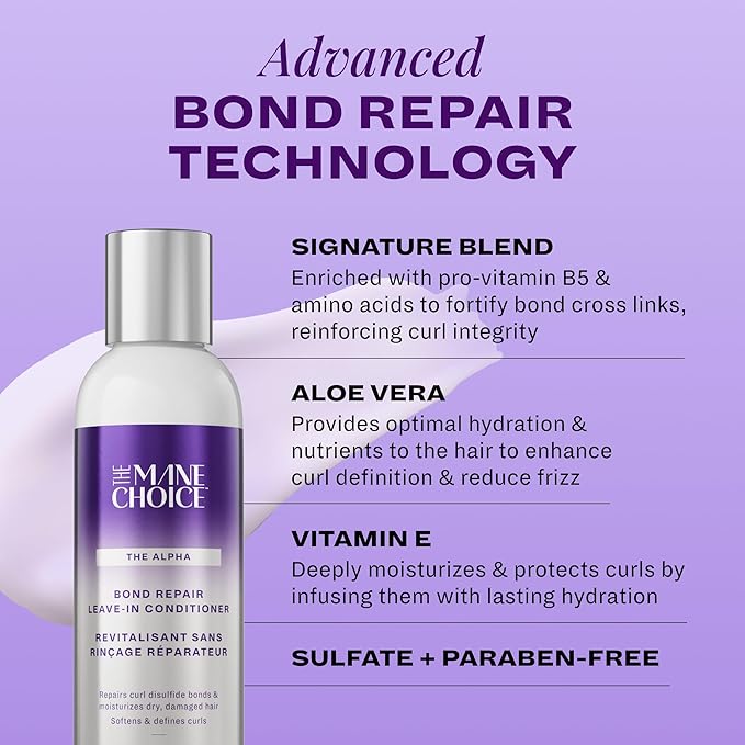 The Alpha Recoil & Curl Bond Repair Leave In Conditioner, 6 oz, Leave-In Cream for Coily, Curly, Wavy Hair, Repairs, Strengthens & Moisturizes with Vitamins & Amino Acids