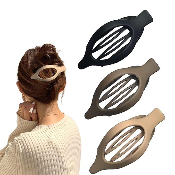 3Pcs Flat Hair Clips for Women,Large Matte Non-Slip Hair Claw Clips for Thick or Thin Hair,Large Duckbill Hair Clips for Women and Girl