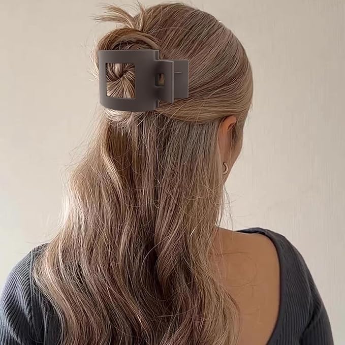 Velscrun Flat Hair Clips for Women Girls, 2 Styles 8 Pcs Lay Flat Claw Clips, Strong Hold French Duck Billed Large Side Hair Jaw Clip for All Hair Types, Non Slip Grip for Daily Styling Coffee Brown