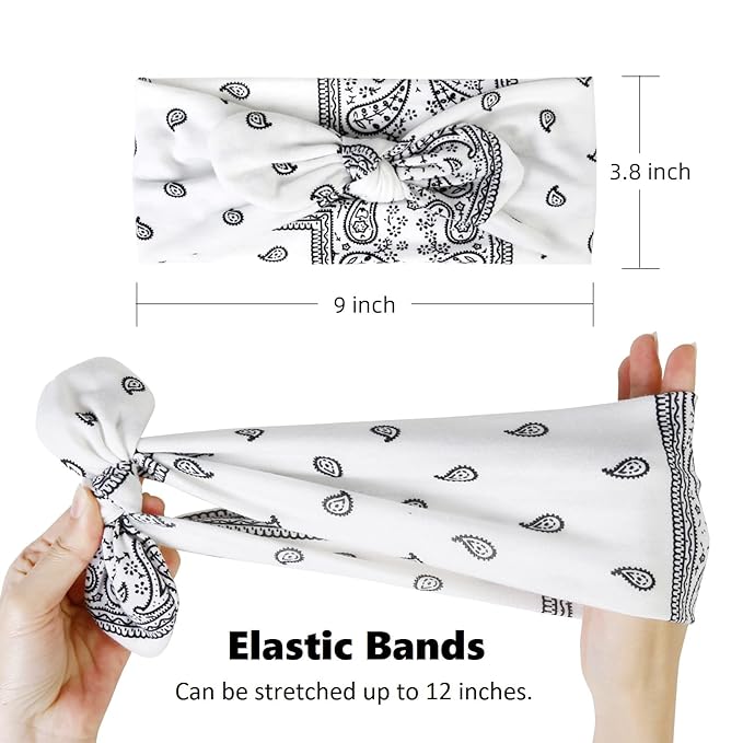 Tobeffect Paisley Bandana Headbands: Cute Summer Hair Accessories - Wide Knotted Bow Headband, Rabbit Ears Turban Headwraps for Women and Girls