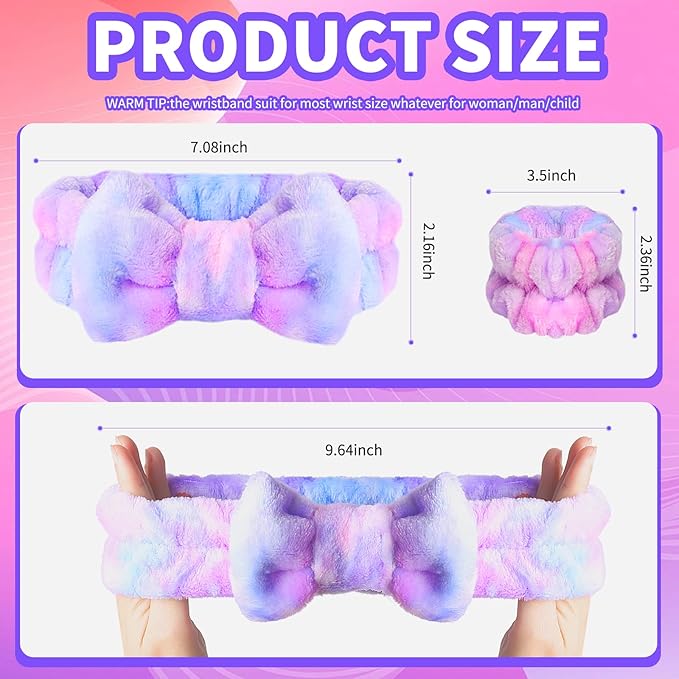 WSYUB Face Washing Headband and Wristbands Set, Headband and Writ Bands for Washing Face,Spa Headbands for Girls, 9pcs
