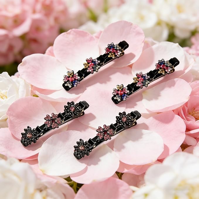 4PCS Sparkling Crystal Stone Braided Hair Clips for Women,Rhinestone Hair Clip for Short and Long Hair,Duckbill Hair Clips for Thick and Fine Hair,Hair Styling Accessories Birthday & Christmas Gifts
