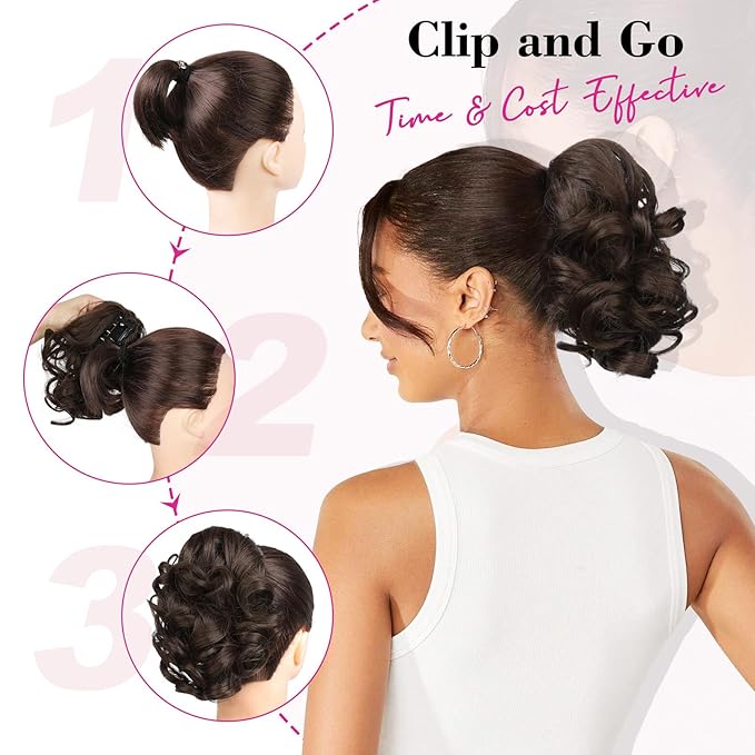 REECHO 9" Short Ponytail Extension, Classic Loose Curly Wavy Claw Clip Pony tails Hair Extensions HP001 Hairpieces for Women - Light Blonde