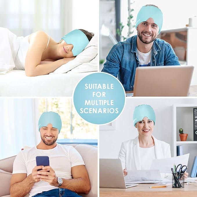 Cold Head Hat, Ice Head Wrap, Ice Pack Cap -LightGreen