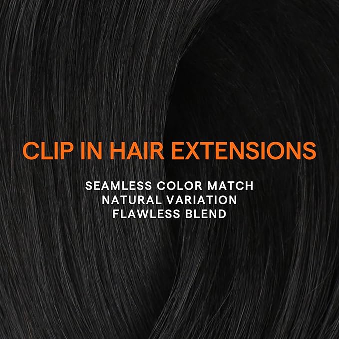 Full Shine 24 Inch Black Human Hair Clip in Extensions Brazilian Human Hair Extensions Clip ins Natural Black Silky Straight Remy Hair Extensions Clip in Human Hair for Long Hair 7 Pcs