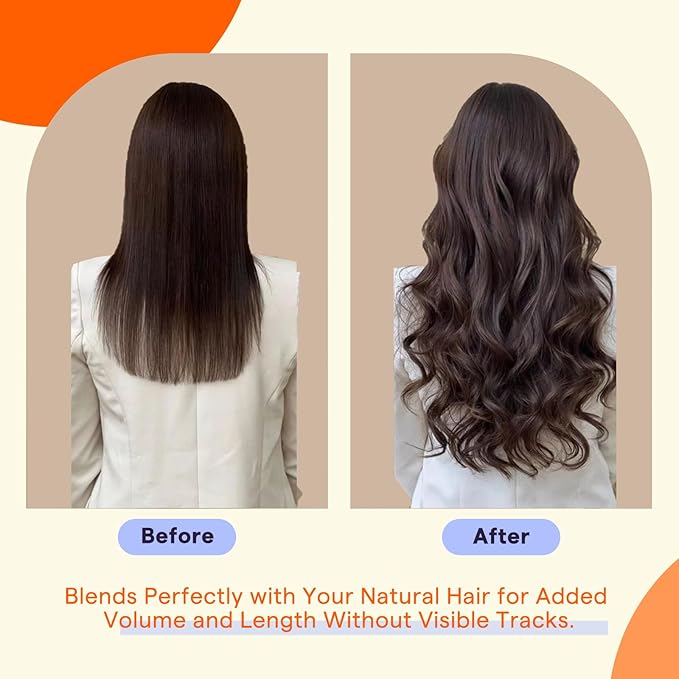 Full Shine Tape in Hair Extensions 16 Inch Color 4 Medium Brown Natural Invisible Double Sided Tape in Extensions Human Hair 20PCS Straight Seamless Soft and Silky Remy Hair 50G for Wedding