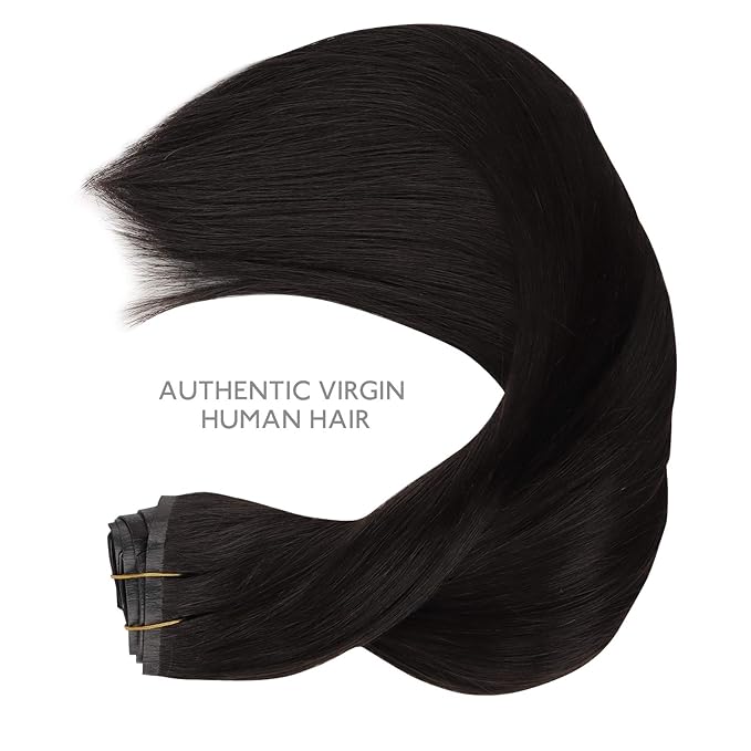 WENNALIFE Seamless Clip In Hair Extensions, 20 Inch 150g 7pcs Natural Black Hair Extensions Clip in Human Hair Invisible PU Skin Weft Natural Remy Human Hair Extensions