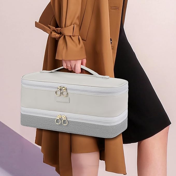 Travel Carrying Case Compatible with Shark Flexstyle/FlexFusion/Hair Dryer,Double-Layer Hair Hot Tools Storage Bag Fits for Dyson Airwrap Styler/Supersonic Hair Dryer and Attachments,Grey-Bag Only