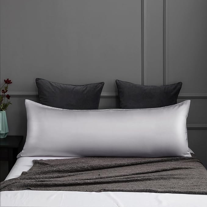 TELUS Body Cooling Pillow Case Cover, Bamboo Rayon & Lyocell Pillowcase with Zipper Closure, Breathable Pillow Case for Hot Sleepers and Night Sweats, 20x54 inches, Light Grey