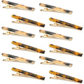Cobahom Leopard Print and Tortoise Shell Hair Clips - 12 Pack Metal Duck Teeth Pins for Styling, 2.36 Inch