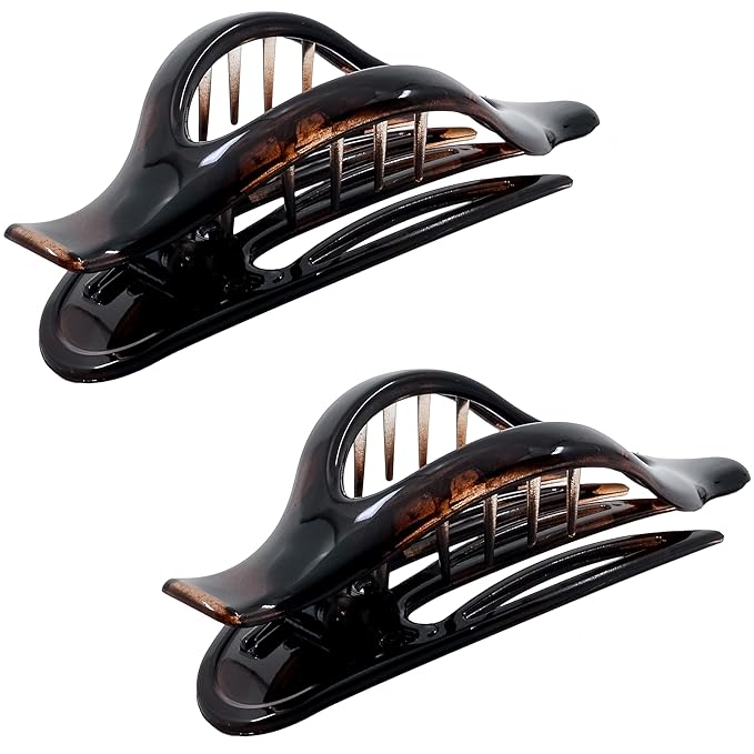 Camila Paris CP2372 2PK French Hair Clips, Large Slide Hair Clips for Volume Hair, Strong Hold No Slip Grip, Girls Hair Claw Clips for Women, Durable Styling Girls Hair Accessories, Made In France