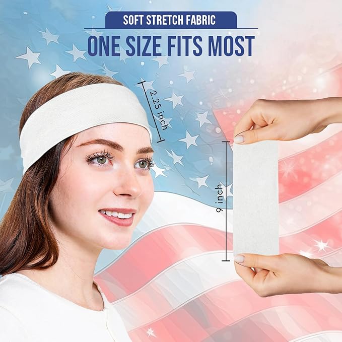 Styla Hair Headbands for Women Stretch Fashion Head Bands 10 Pack Non-Slip Head Wraps Great for Spa, Sports, Yoga, Pilates, Running, Gym Headband, Workouts (Red White Blue)