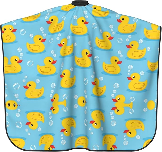 Extra Large Hair Styling Cape, Haircut Apron Yellow Rubber Ducks Soap Bubbles Blue Haircuting Salon Cape Gown for Hair Cutting Styling