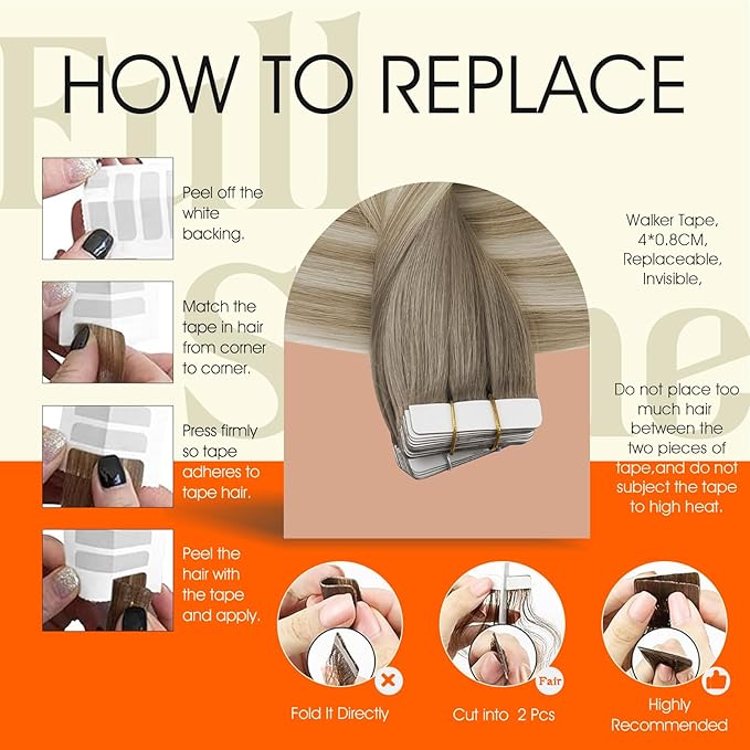 Full Shine Tape in Hair Extensions 18Inch Tape in Extensions Human Hair Color 19/8/60 Seamless Skin Weft Remy Extension Real Human Hair for Women Grey And Blonde 50G Straight for Wedding 20Pcs