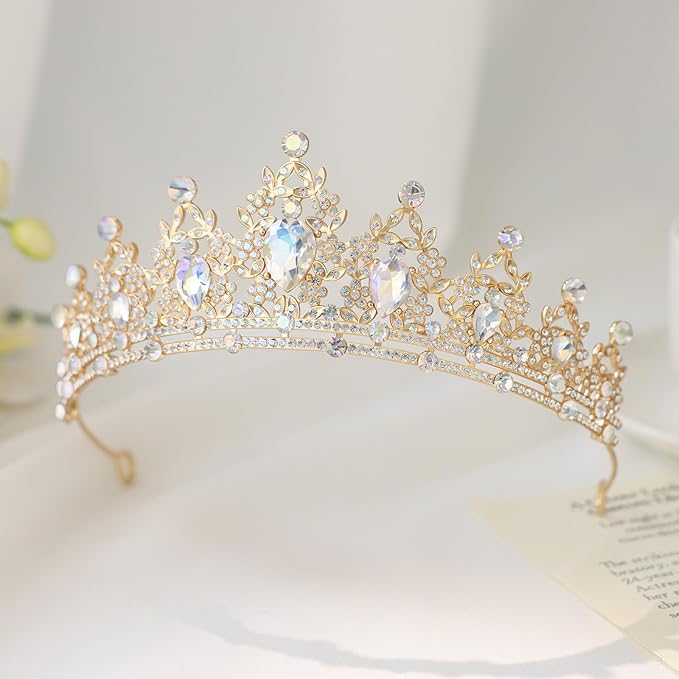 Princess Tiara and Crown for Women Wedding Tiaras for Bridal Tiaras and Crystal Crowns Rhinestone Headband Metal Hair Accessories for Costume Birthday Party Prom