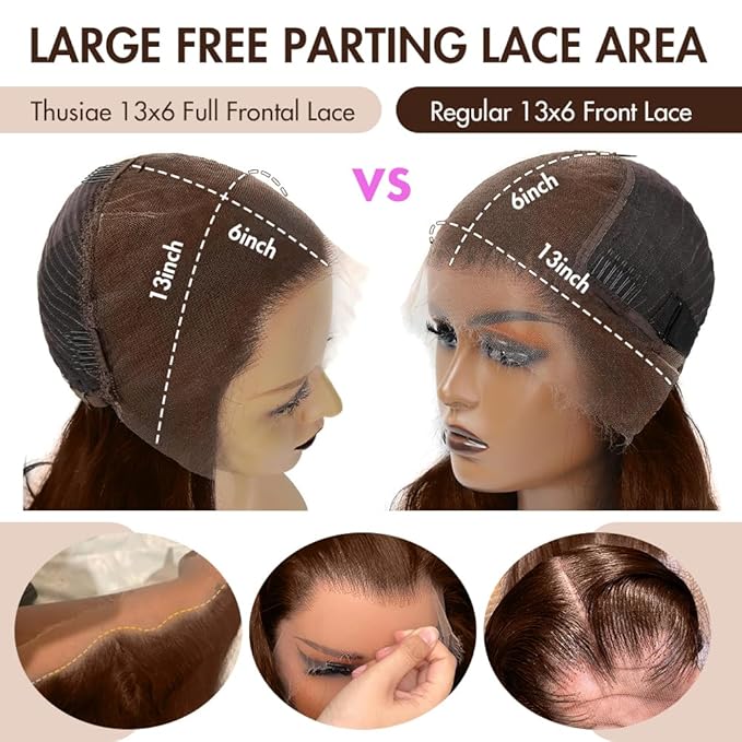 250 Density 13x6 SKINLIKE Real HD Lace Wigs 15A Chocolate Brown Lace Frontal wigs Human Hair Invisible 0.1mm Ultra-thin Frayed Ends Full Cuticle Aligned Virgin Hair Tiny Knots (32 Inch,Chocolate Wig)