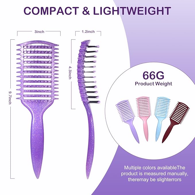 Curly Hair Brush & Curl Defining Brush – Easily Detangles Knots with Less Pulling – Styles Wet or Dry Hair, Tames Frizz for All Curl Types (Claret)