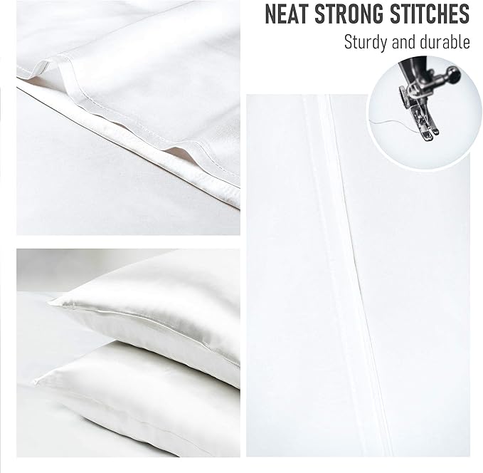 Tyfitb Satin Pillowcase Set for Hair & Skin Care – Cooling, Hypoallergenic, Anti-Frizz, Wrinkle-Free – Soft, Luxurious Pillowcases with Envelope Closure – 2-Pack, Queen Size 20x30, Gift-Ready