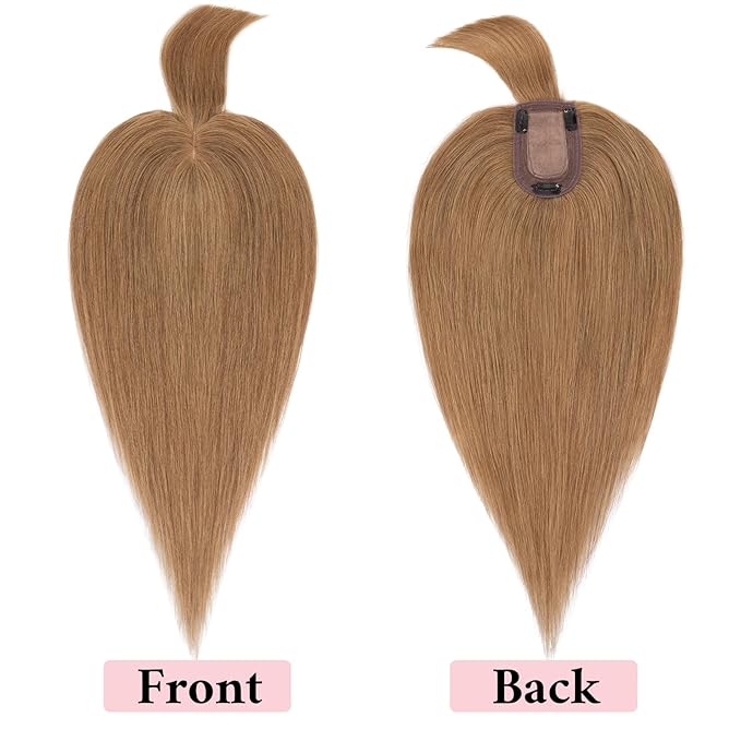 SEGO 100% Real Human Hair Toppers, with Air Bangs, Silk Base 150% Density, Clip in Topper, 2.7肺5.1・ HairPieces for Women, with Thinning/Hair Loss Cover Gray