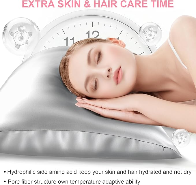 Mulberry Silk Pillow Cases 2 Pack Queen Size 20x30 Inches with Hidden Zipper, Ultra Smooth and Soft Breathable Cooling Silk Satin Pillowcase Set of 2, Better for Hair and Skin, Gifts for Women Men