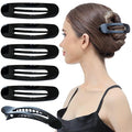 RC ROCHE 6 Pcs Flat Claw Hair Clips for Women Lay Down Barrettes No Crease Side Slide Thick Long Hair Duckbill French Against Head Jaw Claw Styling Jumbo Extra XL Clamp, Large Black