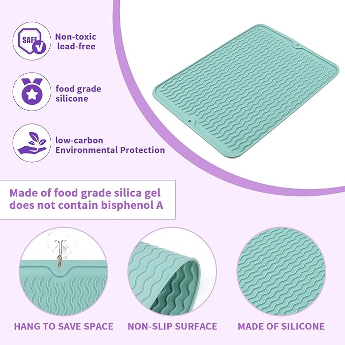 Oversize Silicone Heat Resistant Mat, Heat Mat with Velcro for Curling Iron, Travel Cover Cushion for Curling Irons, Hair Bands and Styling Tools(15.7" X 11.8") (Pink)