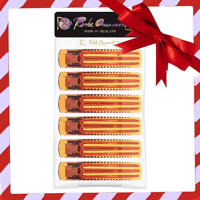 RC ROCHE ORNAMENT 6 Pcs Womens Classic Alligator Duckbill Clips Side Slide Firm Grip Barrettes Girls Beauty Accessory Plastic Pin Hairclip Clamps Beautiful Hair Décor, Medium Brown