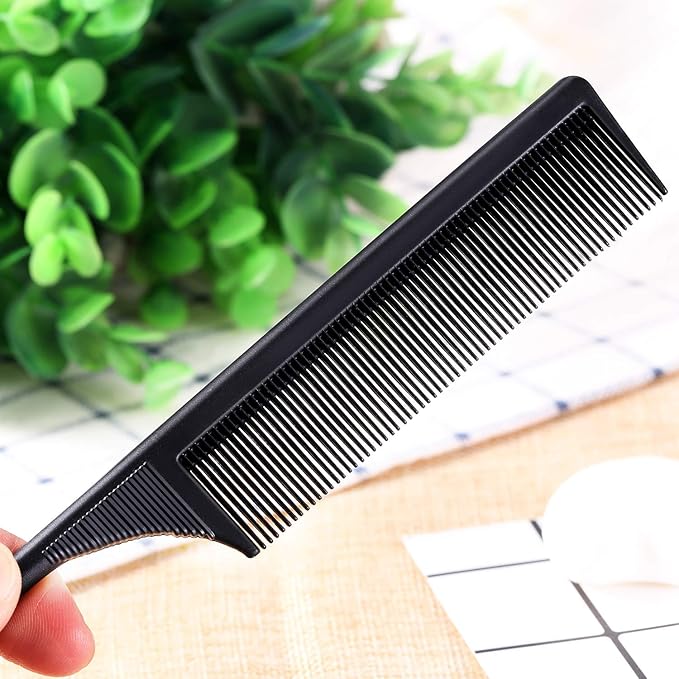 2 Pack Rat Tail Combs for Women Fine Tooth Comb Parting Tip Carbon Fiber Root Teasing Anti Static Heat Resistant Adding Volume Evening Hair Styling