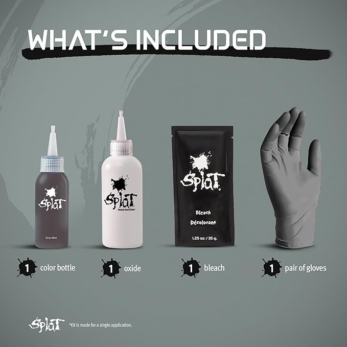 Splat Winter Gray Semi Permanent Hair Dye Kit with Bleach, 1 Application, Includes Gray Hair Dye, Oxide & Bleach Powder, Vegan & Cruelty Free Hair Color