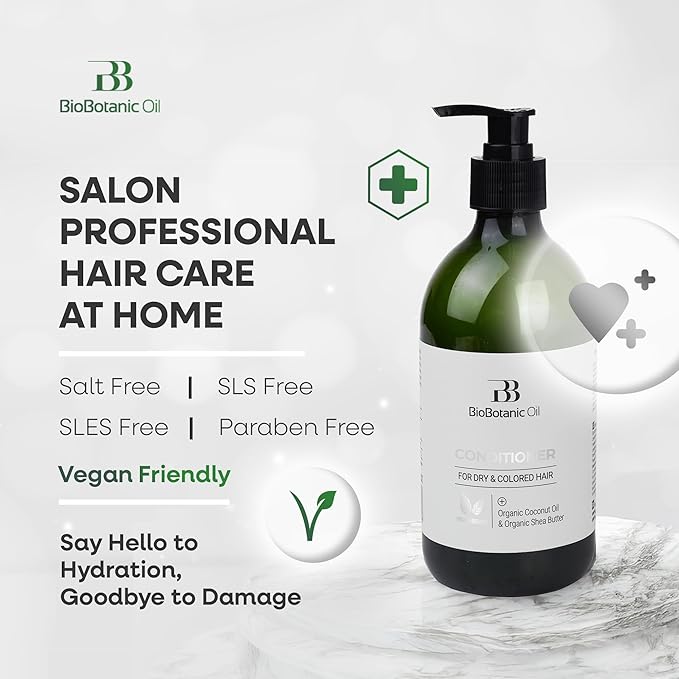 Bio Botanic Oil Range – Magic Conditioner for Colored, Dry & Damaged Hair with Organic Coconut Oil & Shea Butter, SLS-Free Deep Moisture & Repair in Just 3 Minutes, Nourishes & Protects Color