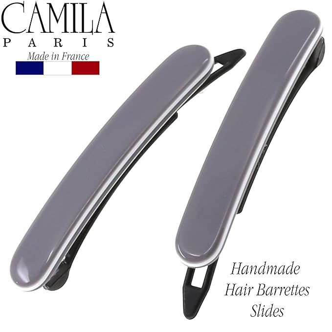 Camila Paris CP3379 French Hair Barrettes Clips for Women, Handmade, Girls Side Slide-in Barrette Clip, Hair Accessories for Women. Strong Hold No Slip Grip Fashion Durable Styling, Made in France