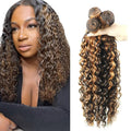 26 28 30 Inch P1B30 Bundles Human Hair Highlight Deep Wave Bundle Brazilian Virgin Remy Hair Extensions Niegmeag 2 Tone Black and Light Brown Deep Wave Bundle 300g