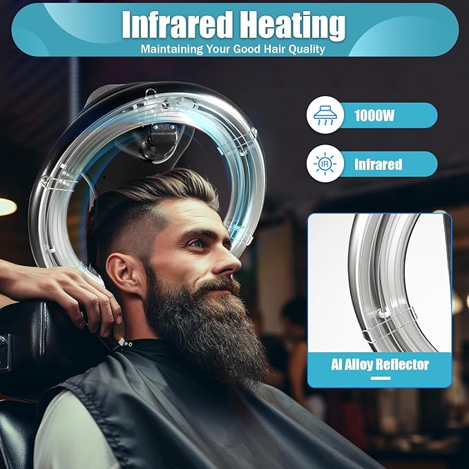100W Professional Standing Hair Dryer,3 in 1 Salon Spa Orbiting Infrared Heating Hair Dryer Color Processor Hair Care for Home & Hair Salons, Adjustable Height 4.5-5.9ft, 110V (1000W)